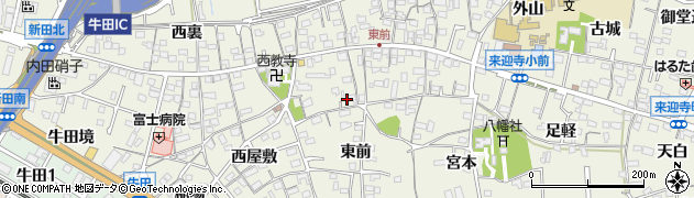 愛知県知立市牛田町（東前）周辺の地図
