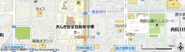京都府京都市右京区西院東貝川町周辺の地図