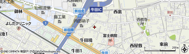 愛知県知立市牛田町（新田南）周辺の地図