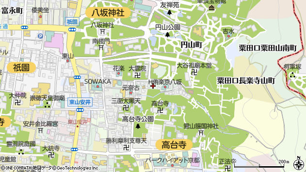 〒605-0072 京都府京都市東山区鷲尾町の地図