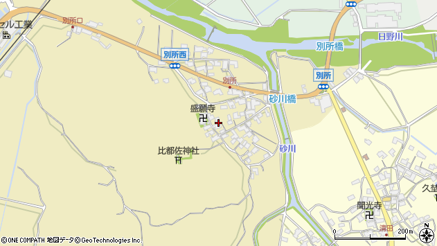 〒529-1647 滋賀県蒲生郡日野町別所の地図