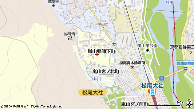 〒616-0026 京都府京都市西京区嵐山薬師下町の地図