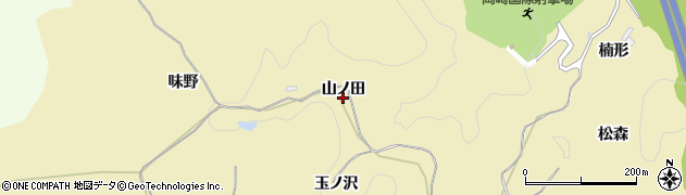 愛知県岡崎市米河内町山ノ田周辺の地図