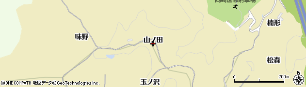愛知県岡崎市米河内町（山ノ田）周辺の地図