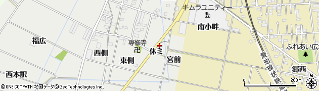 愛知県豊田市福受町休ミ周辺の地図