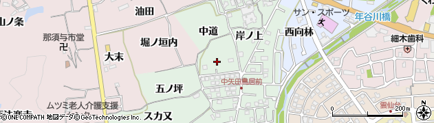 京都府亀岡市中矢田町（中道）周辺の地図