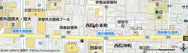 京都府京都市右京区西院小米町周辺の地図