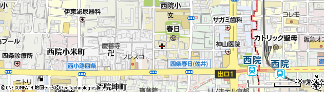 京都府京都市右京区西院春日町周辺の地図