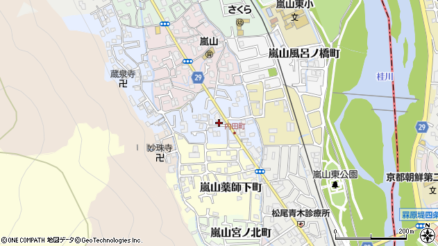 〒616-0027 京都府京都市西京区嵐山内田町の地図