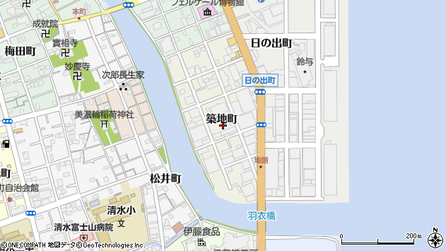 〒424-0944 静岡県静岡市清水区築地町の地図