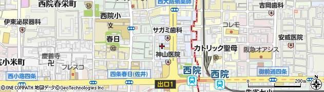 京都府京都市右京区西院東淳和院町7周辺の地図