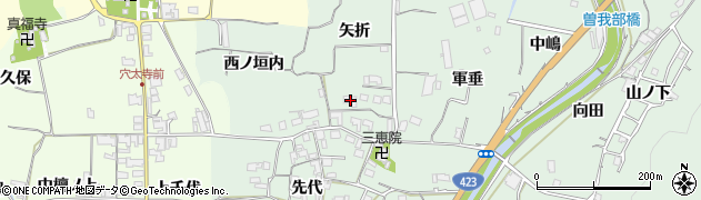 京都府亀岡市曽我部町重利矢折周辺の地図