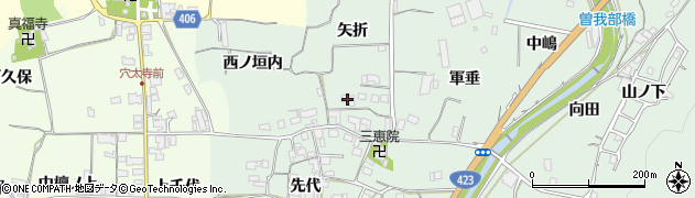 京都府亀岡市曽我部町重利（矢折）周辺の地図