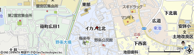 京都府亀岡市篠町野条イカノ辻北55周辺の地図