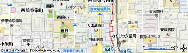 京都府京都市右京区西院東淳和院町13周辺の地図