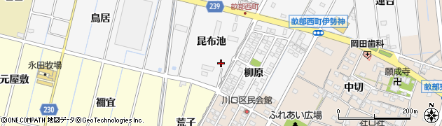 愛知県豊田市畝部西町昆布池周辺の地図