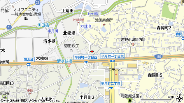 〒474-0037 愛知県大府市半月町の地図