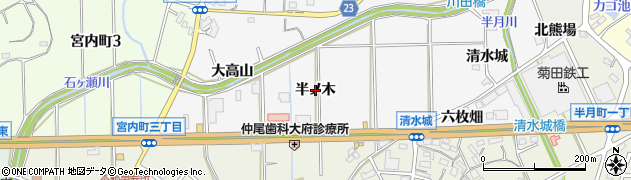 愛知県大府市吉田町（半ノ木）周辺の地図