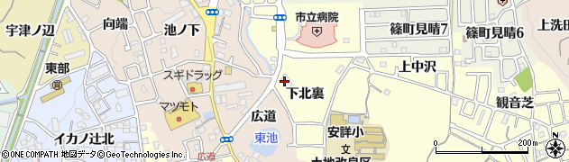京都府亀岡市篠町篠（下北裏）周辺の地図
