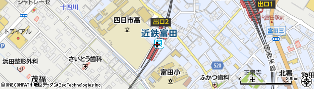 近鉄富田駅周辺の地図