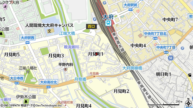 〒474-0036 愛知県大府市月見町の地図