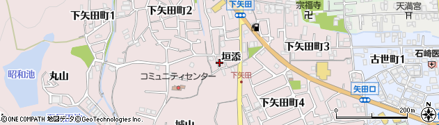 京都府亀岡市下矢田町（垣添）周辺の地図