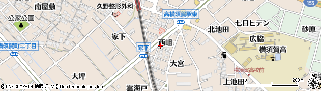 愛知県東海市高横須賀町（西岨）周辺の地図
