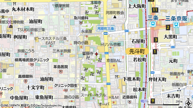 〒604-8034 京都府京都市中京区松ケ枝町の地図