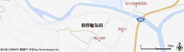 静岡県浜松市天竜区春野町気田周辺の地図