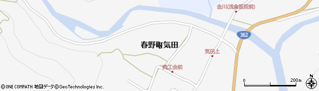 静岡県浜松市天竜区春野町気田周辺の地図