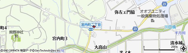 愛知県大府市吉田町（大高山前）周辺の地図