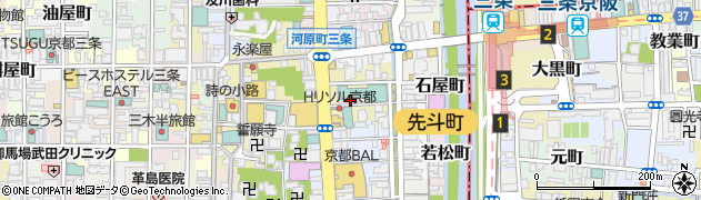 bar moon walk 京都河原町店周辺の地図
