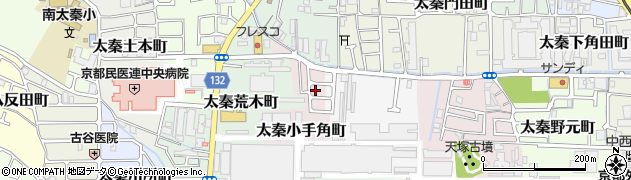 京都府京都市右京区太秦小手角町周辺の地図