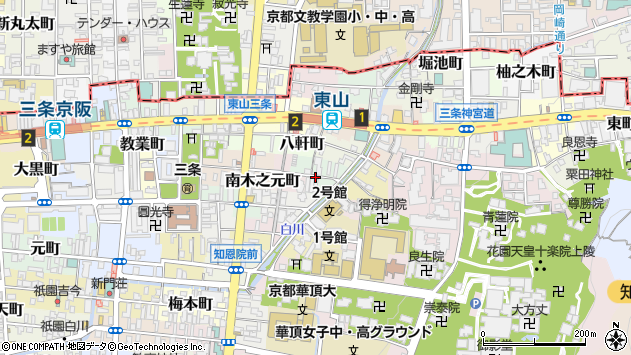 〒605-0025 京都府京都市東山区堤町の地図