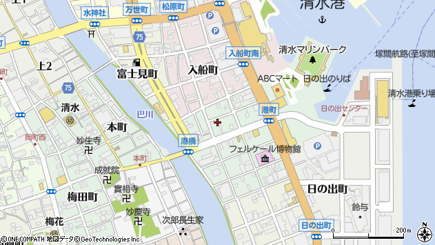 〒424-0943 静岡県静岡市清水区港町の地図