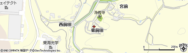 愛知県岡崎市恵田町（東前田）周辺の地図