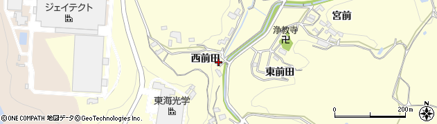愛知県岡崎市恵田町（西前田）周辺の地図