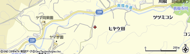 愛知県岡崎市駒立町（ヒヤケ田）周辺の地図