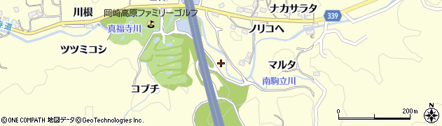 愛知県岡崎市駒立町（コブチ）周辺の地図