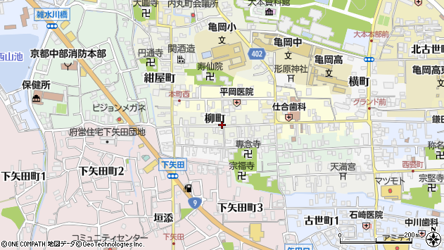 〒621-0868 京都府亀岡市柳町の地図