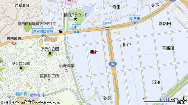 〒474-0011 愛知県大府市横根町の地図