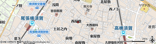 愛知県東海市高横須賀町西屋敷周辺の地図