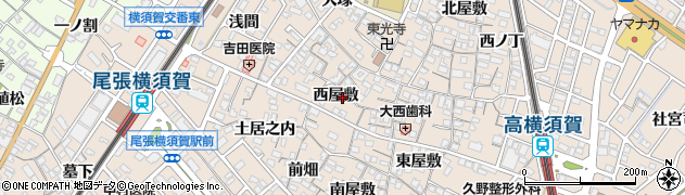 愛知県東海市高横須賀町（西屋敷）周辺の地図