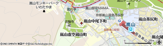 京都府京都市西京区嵐山中尾下町周辺の地図
