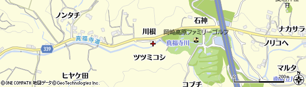 愛知県岡崎市駒立町川根18周辺の地図