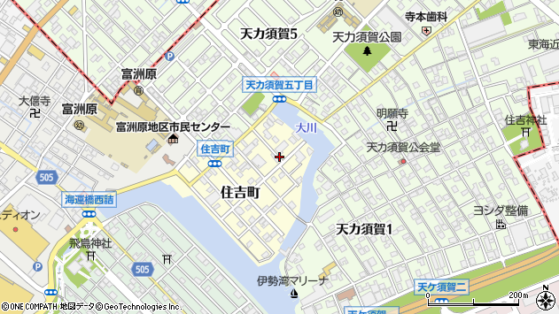 〒510-8003 三重県四日市市住吉町の地図