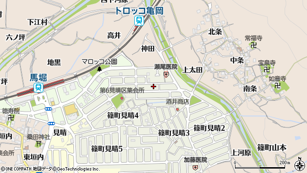 〒621-0824 京都府亀岡市篠町見晴の地図