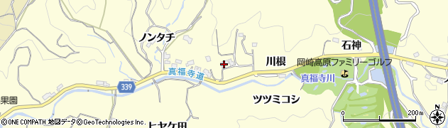 愛知県岡崎市駒立町川根53周辺の地図