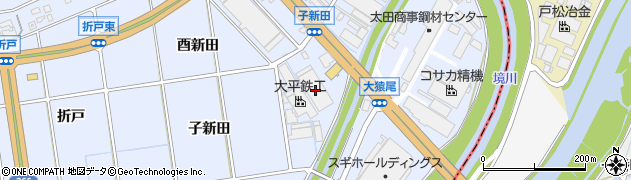 愛知県大府市横根町（子新田）周辺の地図