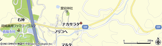愛知県岡崎市駒立町（ナカサラタ）周辺の地図